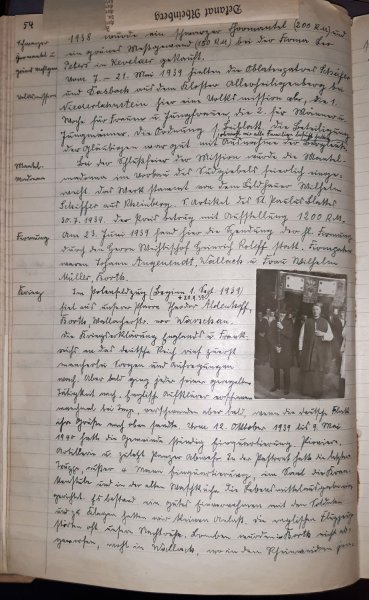 Auszug aus der Pfarrchronik 1939